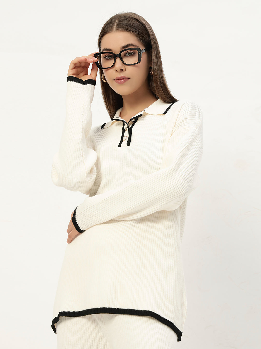 URBAN WOOLEN COORD SET WHITE