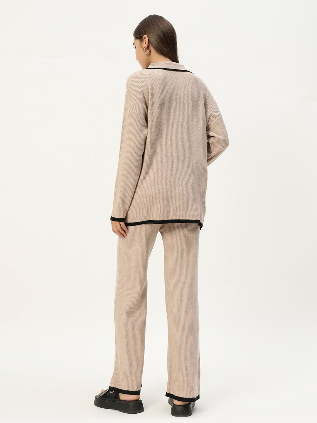 URBAN WOOLEN COORD SET LIGHT BROWN