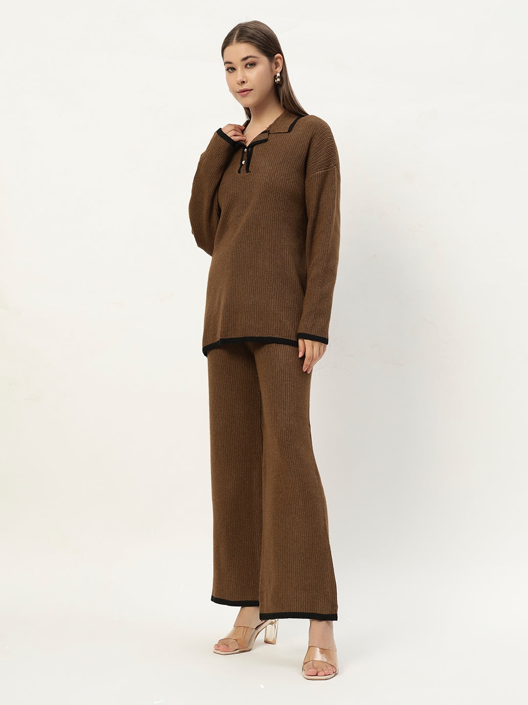 URBAN WOOLEN COORD SET BROWN