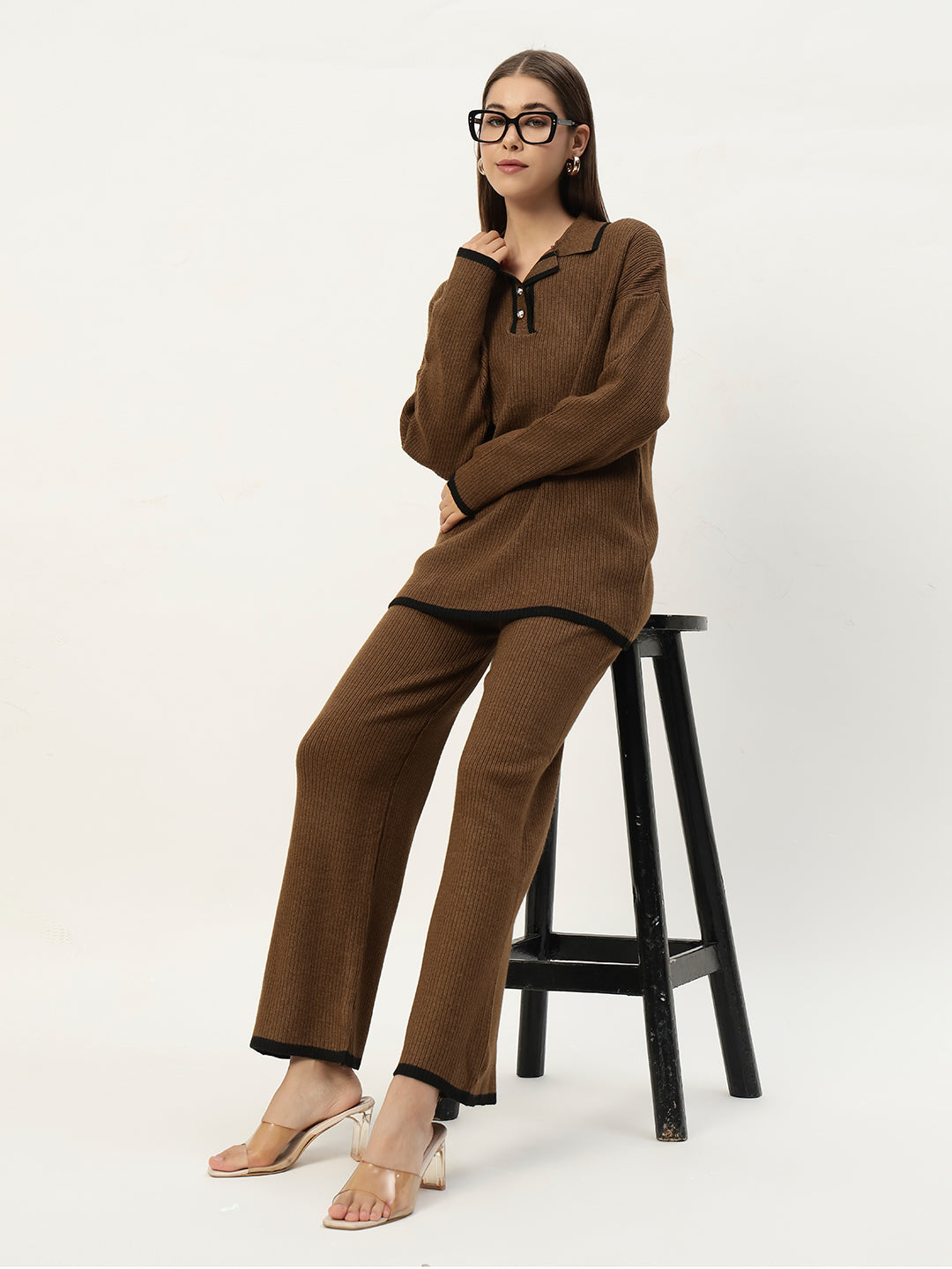 URBAN WOOLEN COORD SET BROWN