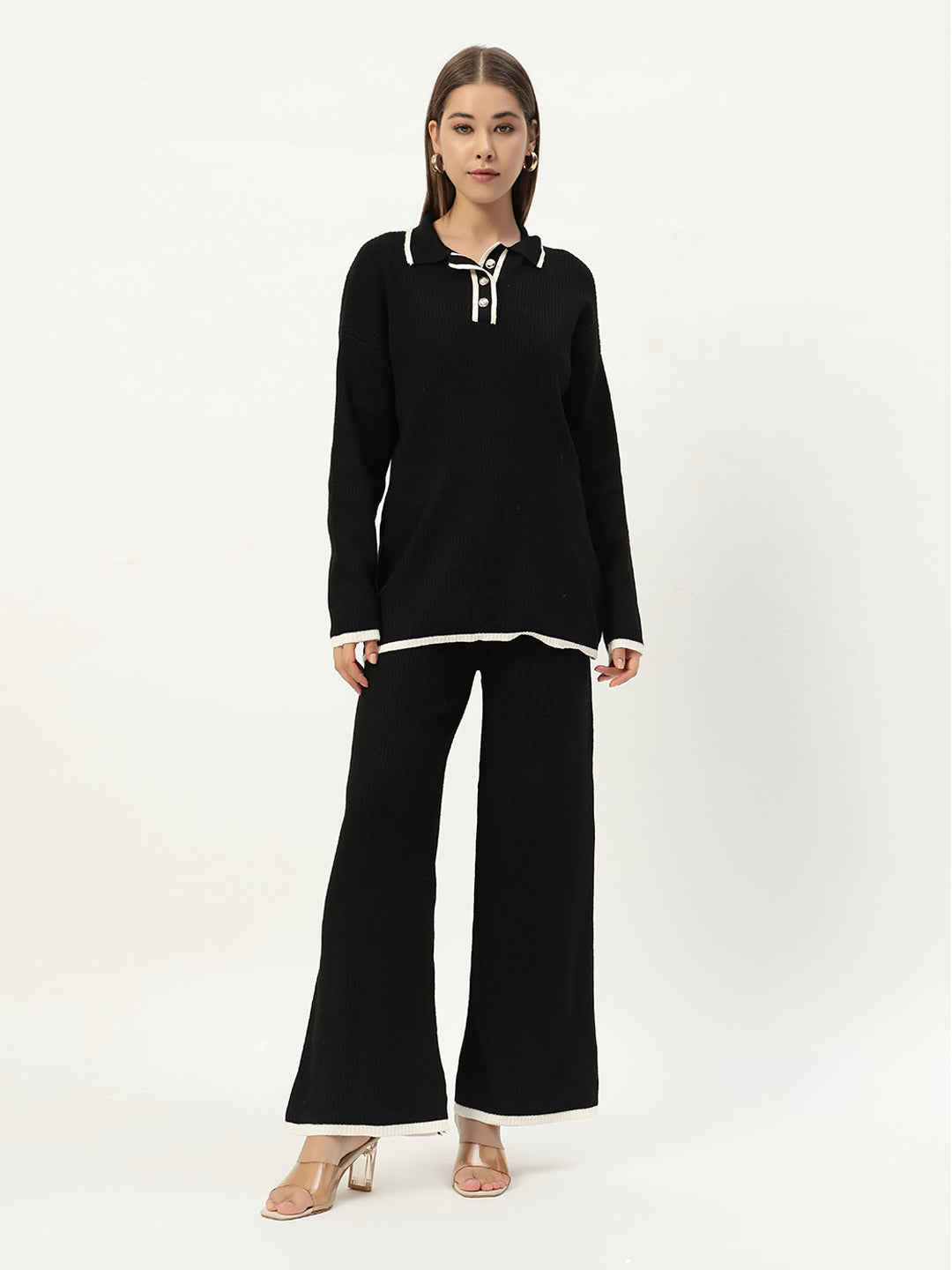 URBAN WOOLEN COORD SET BLACK