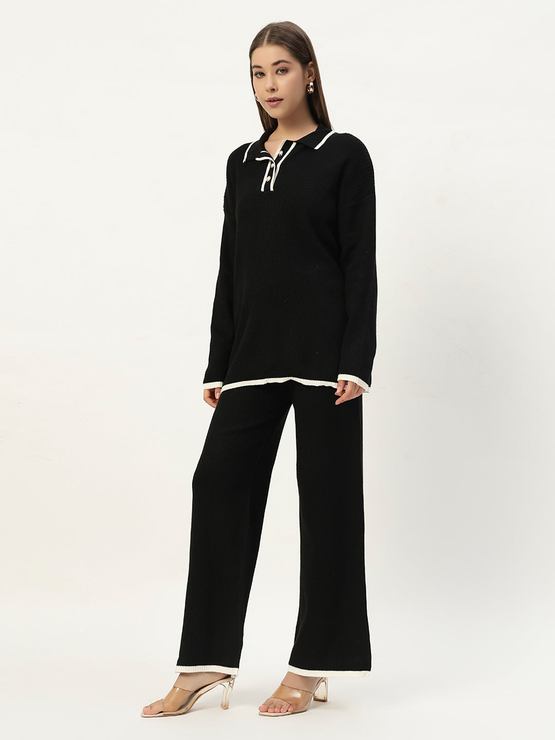 URBAN WOOLEN COORD SET BLACK