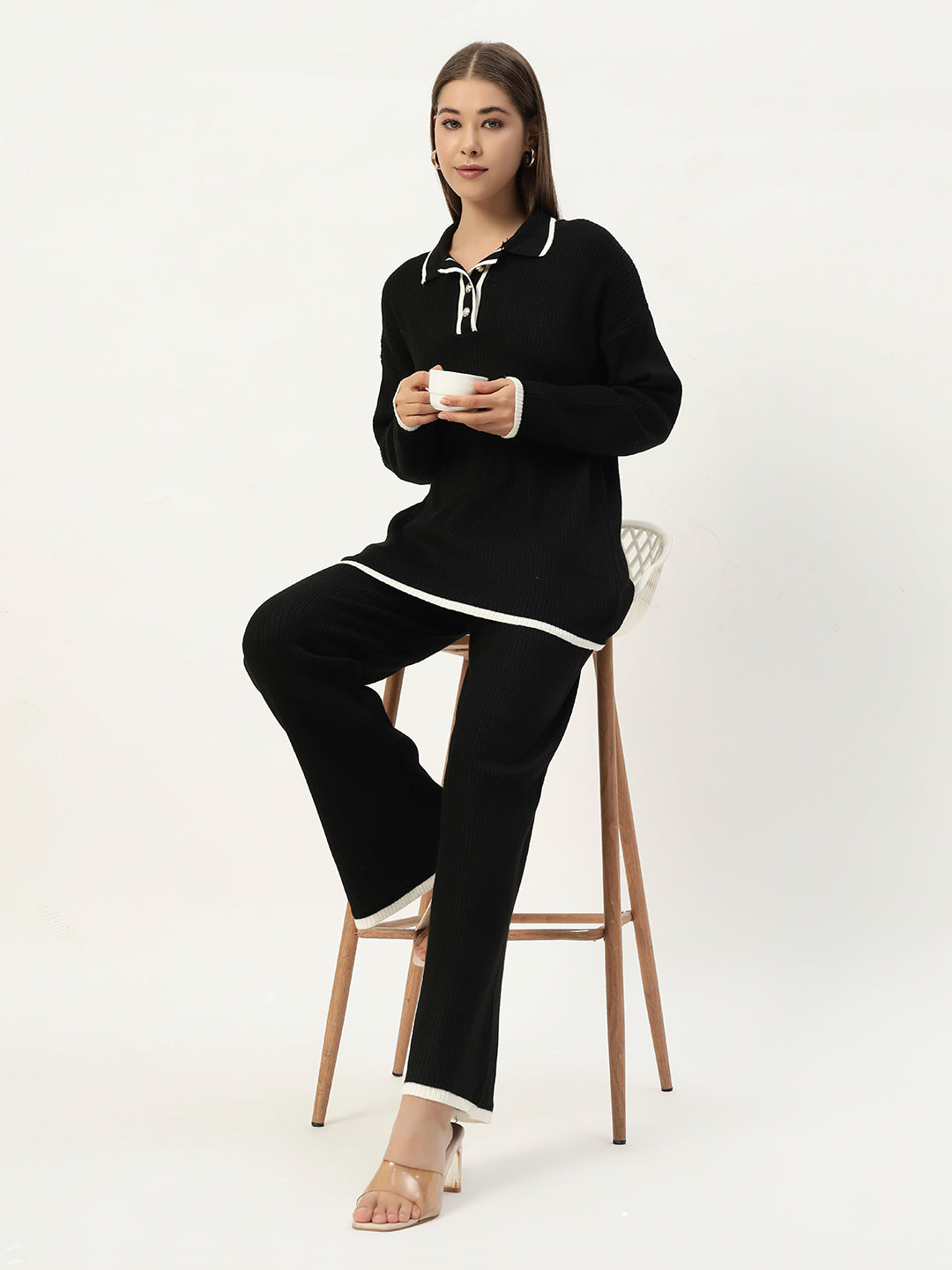 URBAN WOOLEN COORD SET BLACK