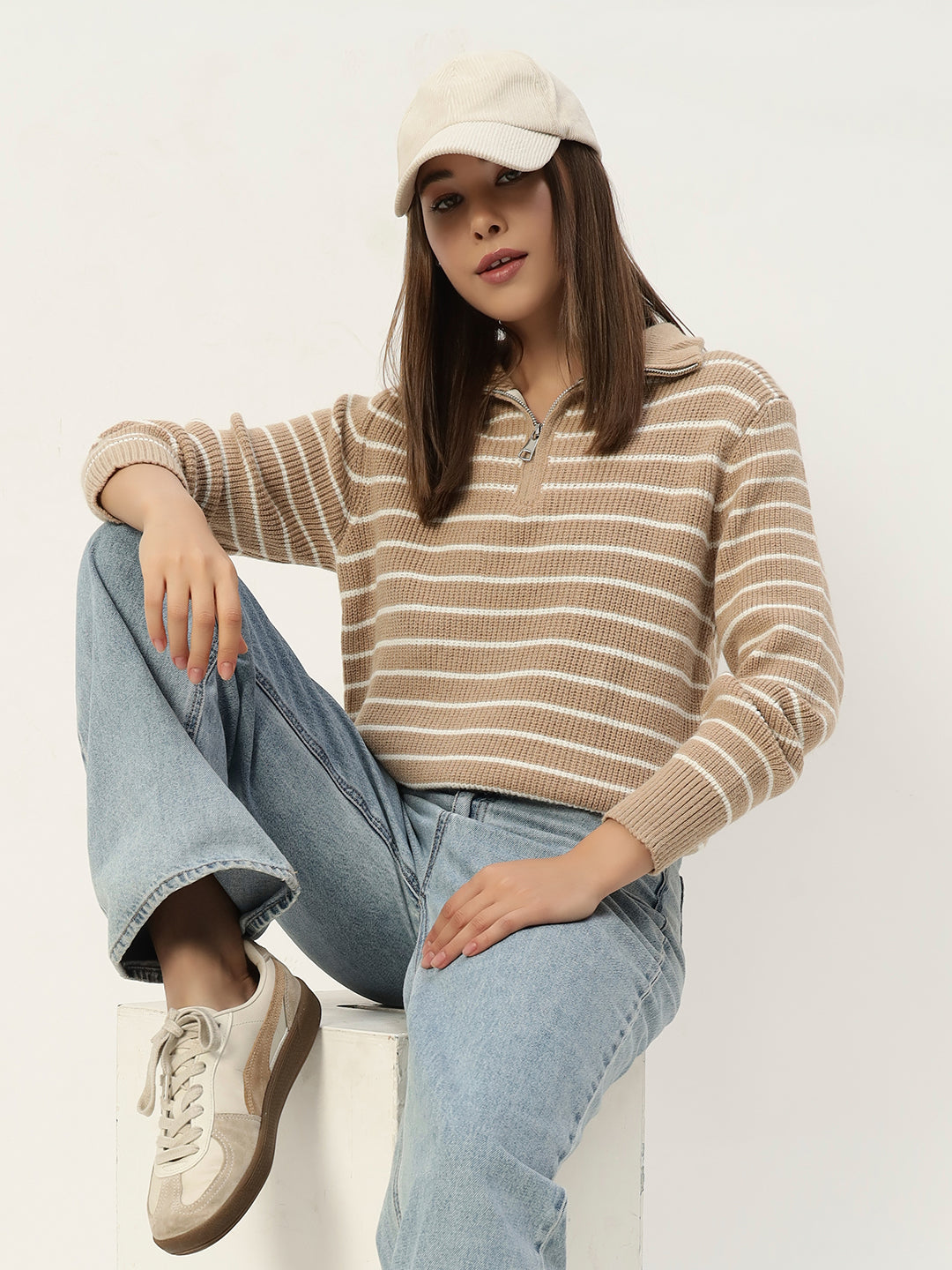 BEIGE STRIPED JUMPER