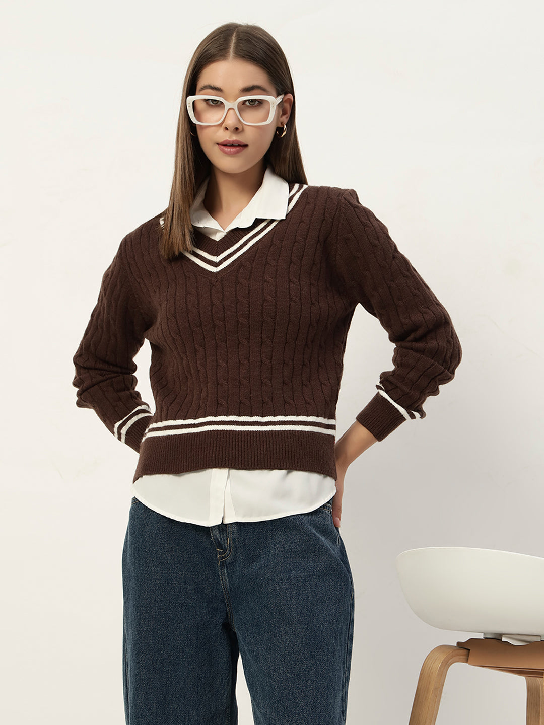 OLDSKOOL JERSEY JUMPER DARK BROWN