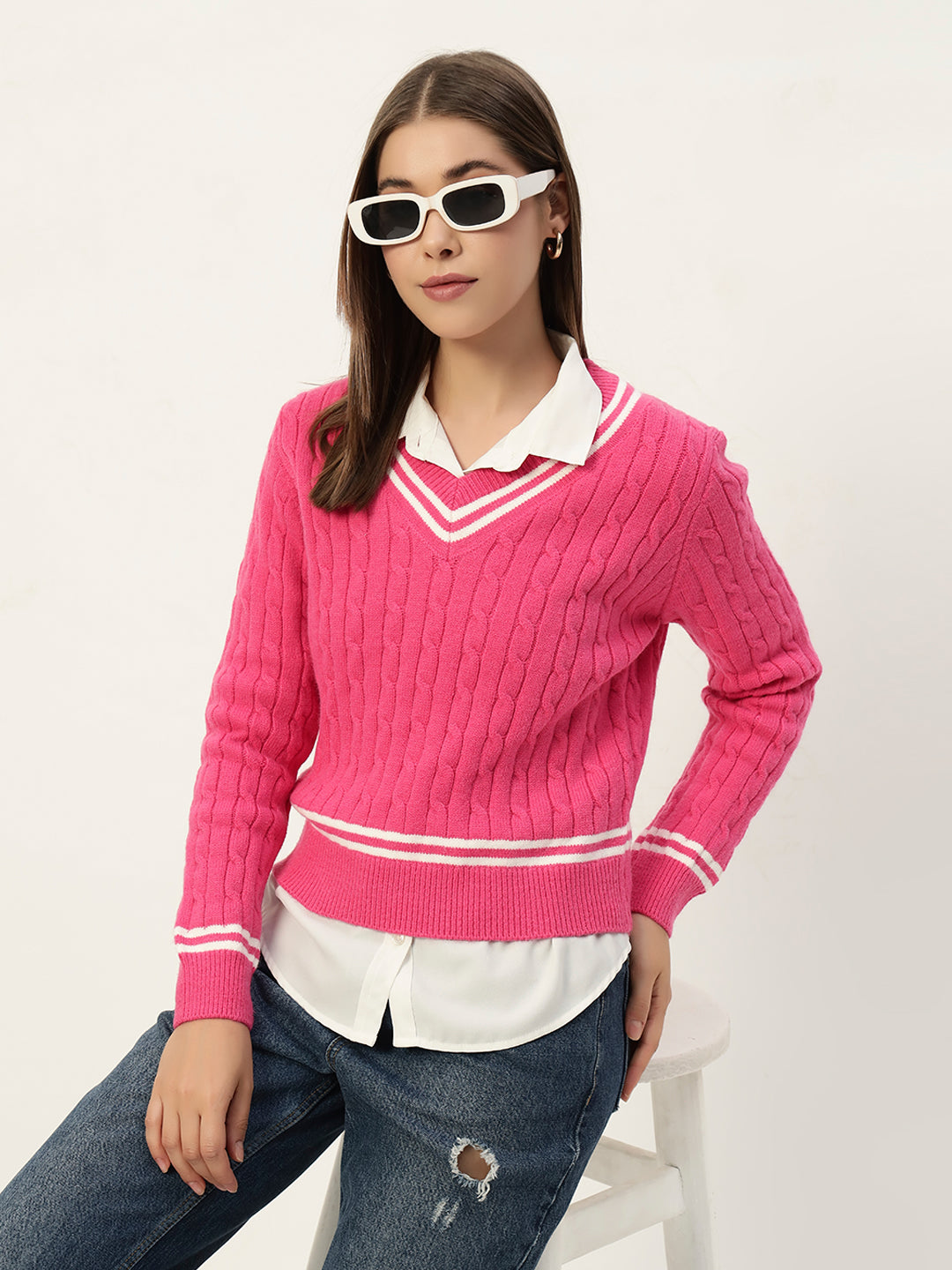 OLDSKOOL JERSEY JUMPER HOT PINK