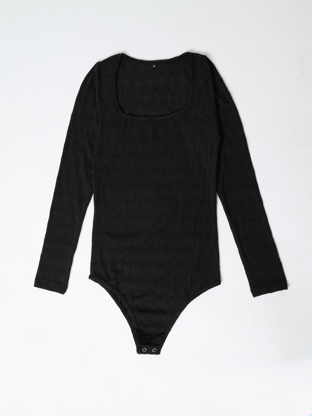TEXTURED BODYSUIT-BLACK