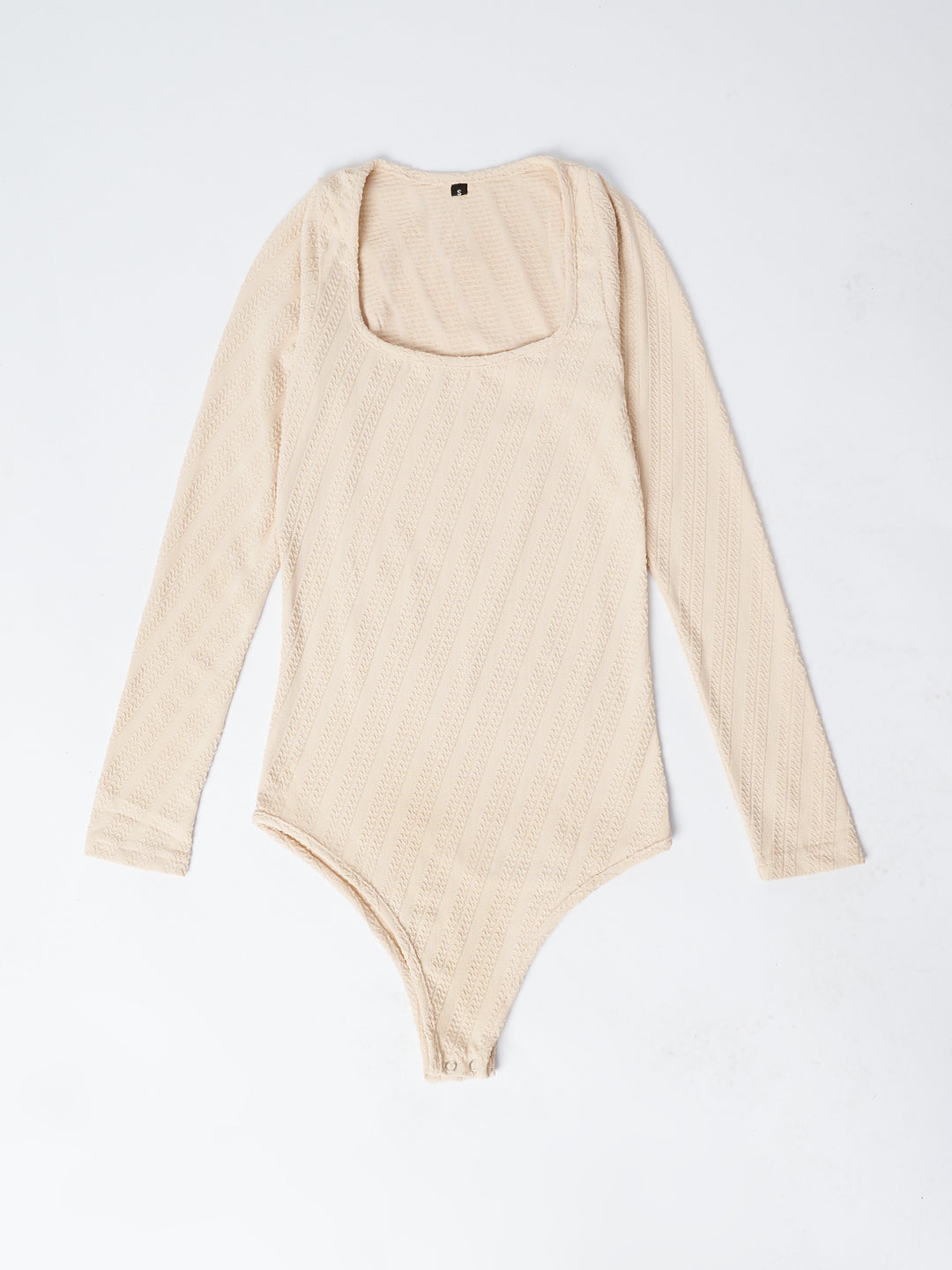 TEXTURED BODYSUIT-BEIGE