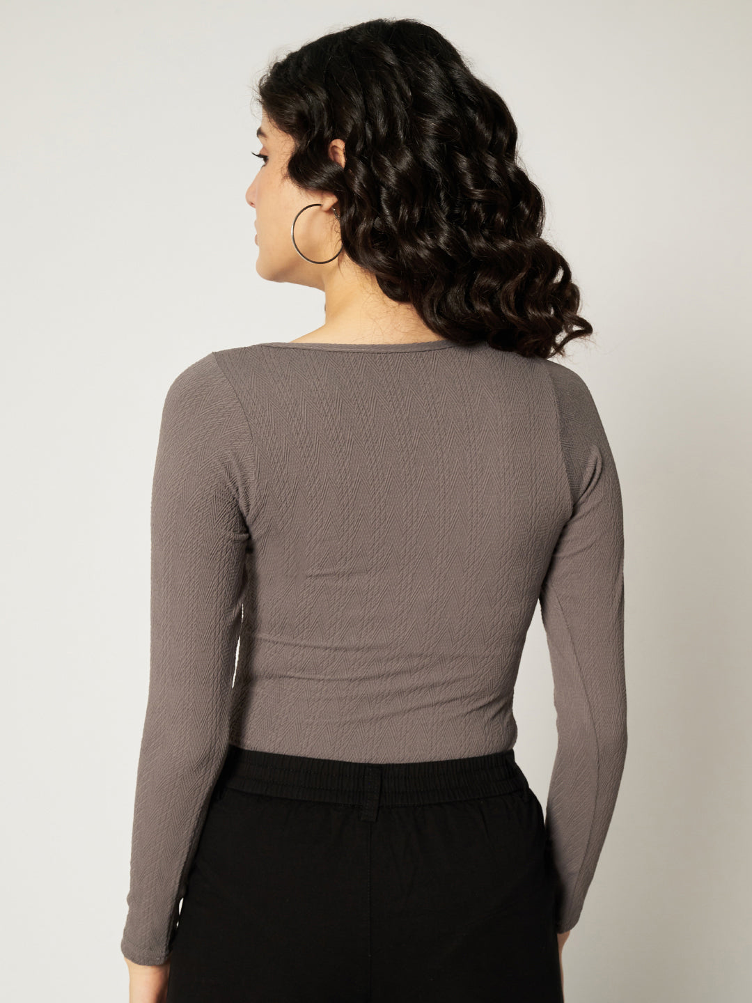 TEXTURED BODYSUIT-DARK GREY