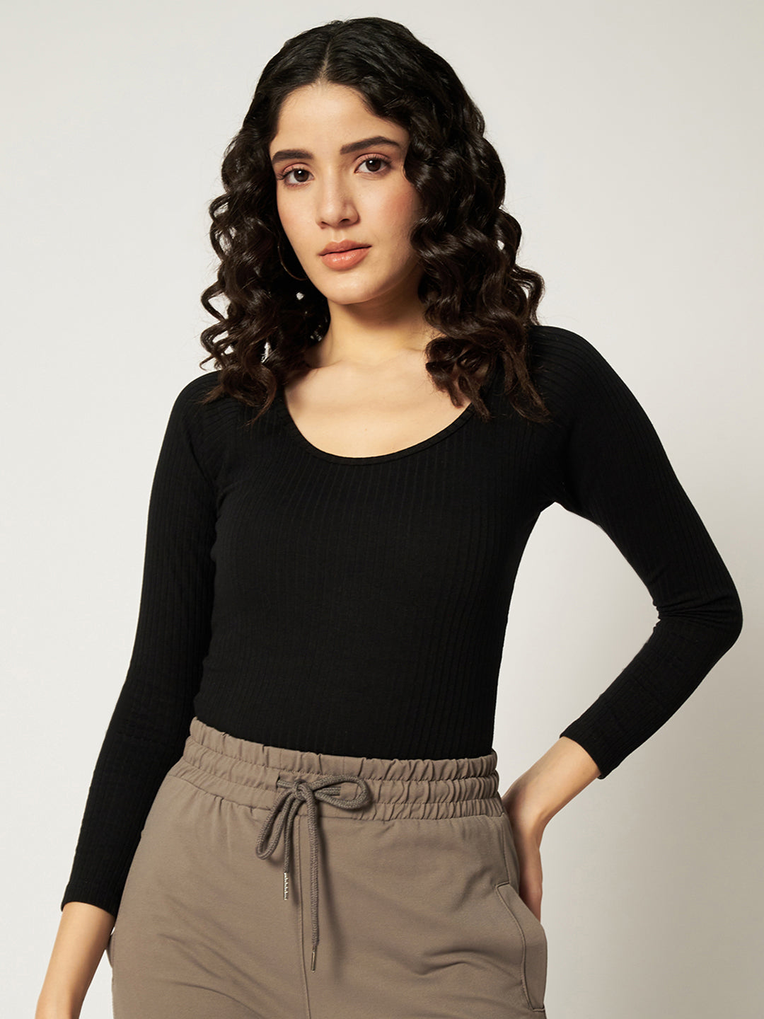 RIBBED BODYSUIT BLACK