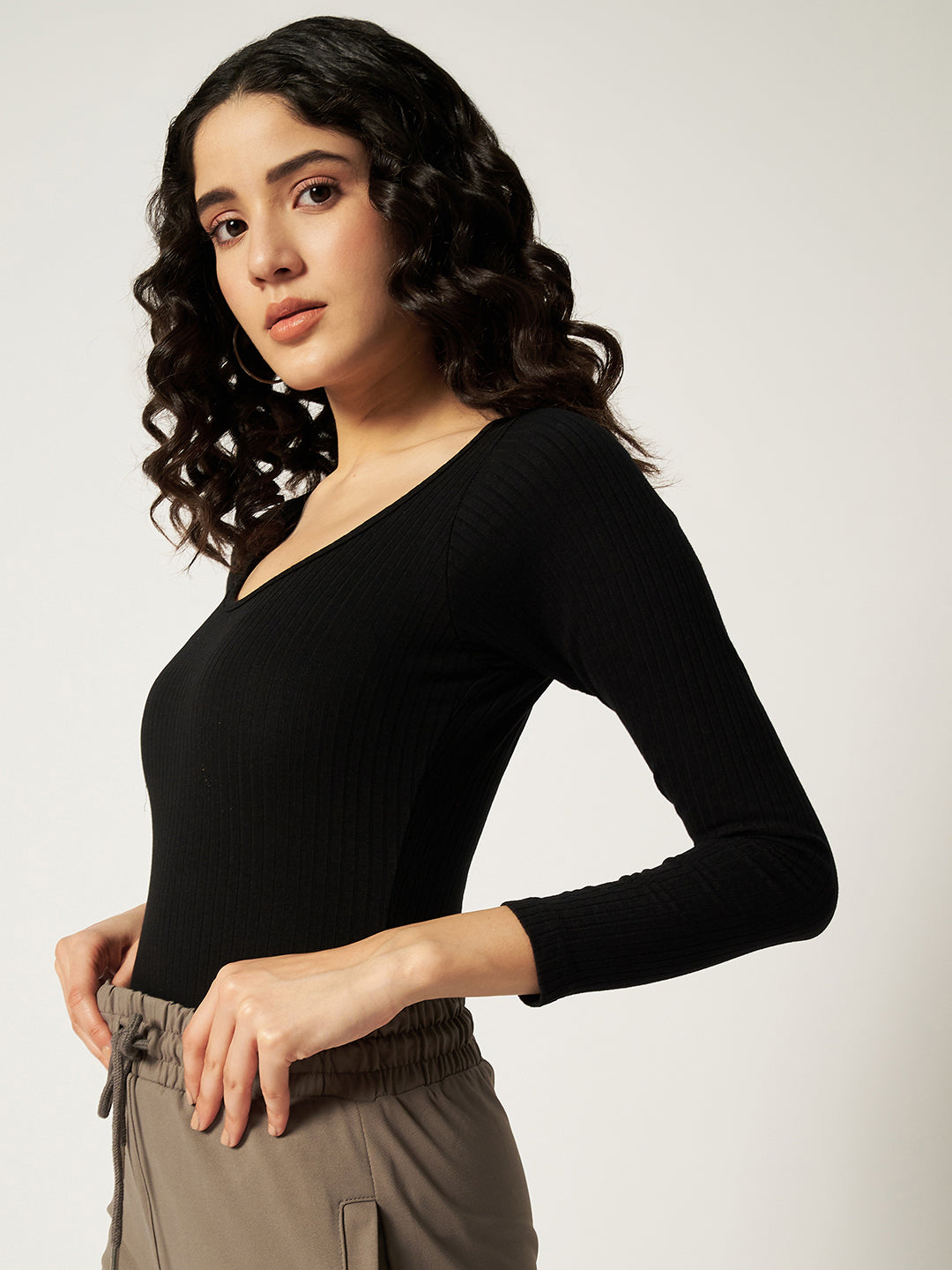 RIBBED BODYSUIT BLACK