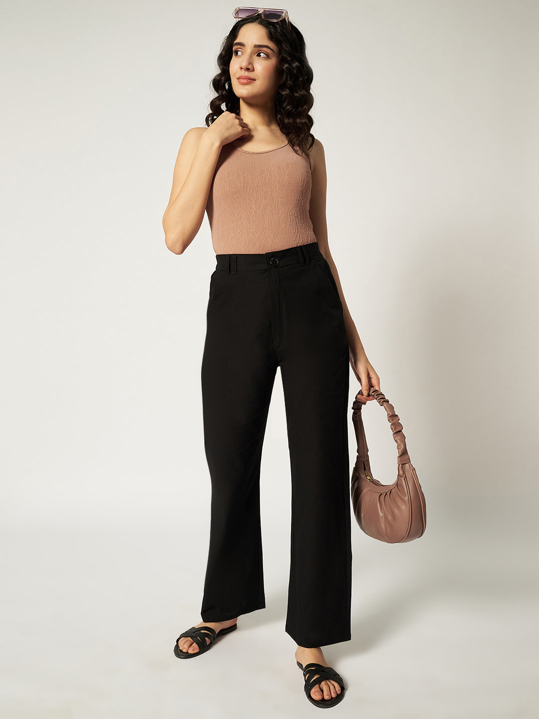 WOMEN ORGANIC LINEN TROUSER-BLACK