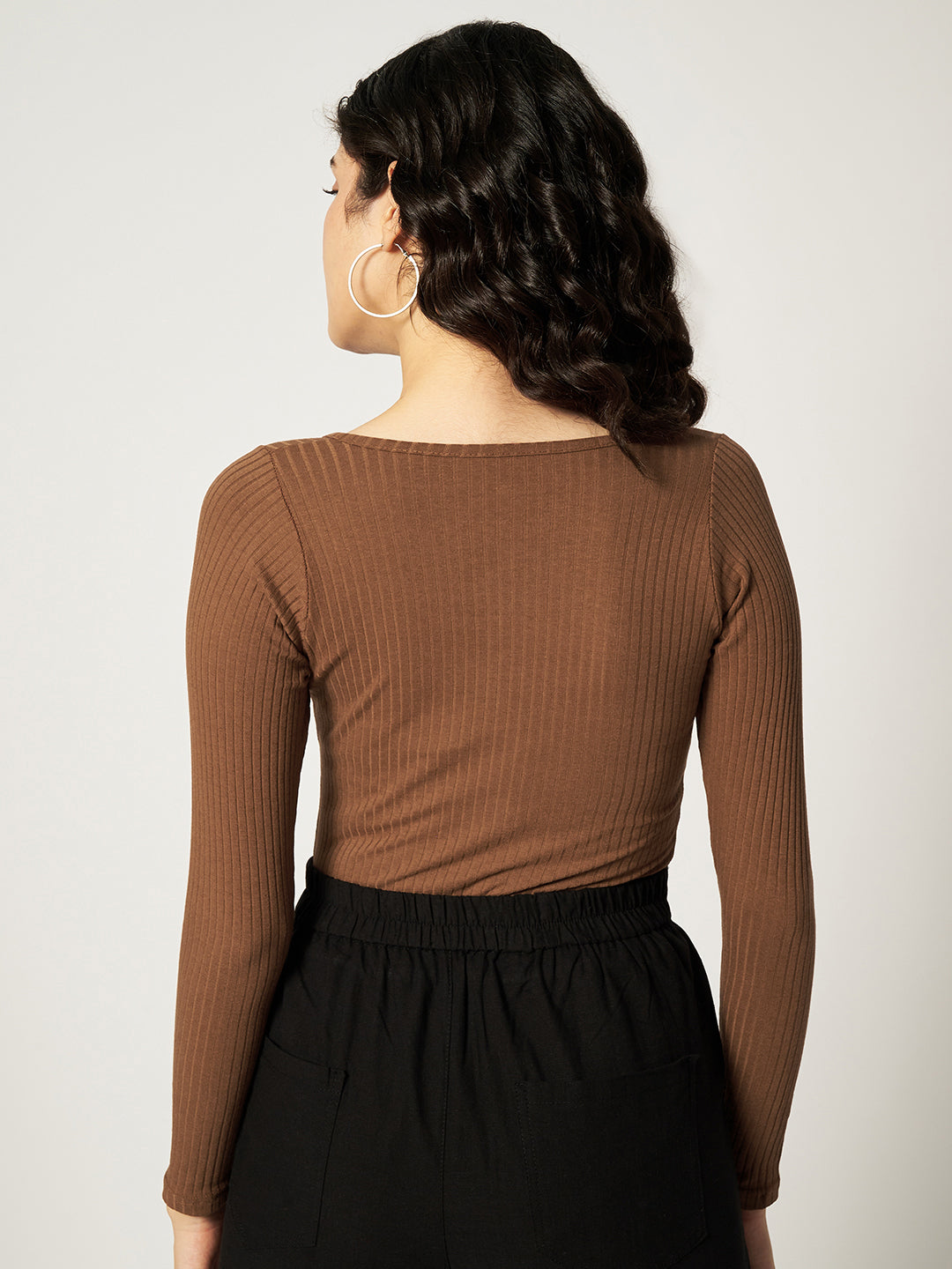 RIBBED BODYSUIT BROWN