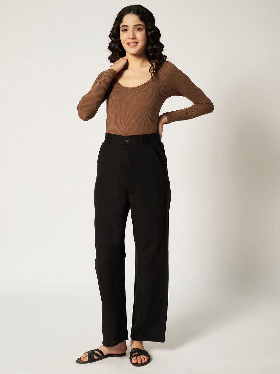 RIBBED BODYSUIT BROWN