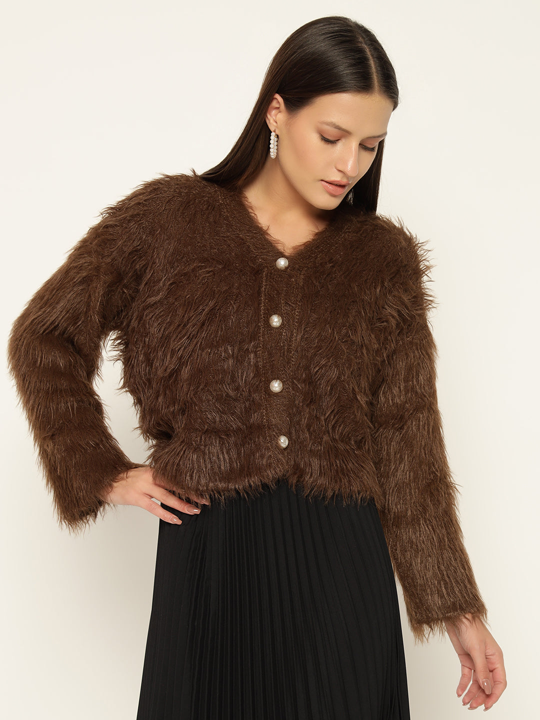 SOFT FUR SWEATER-BROWN