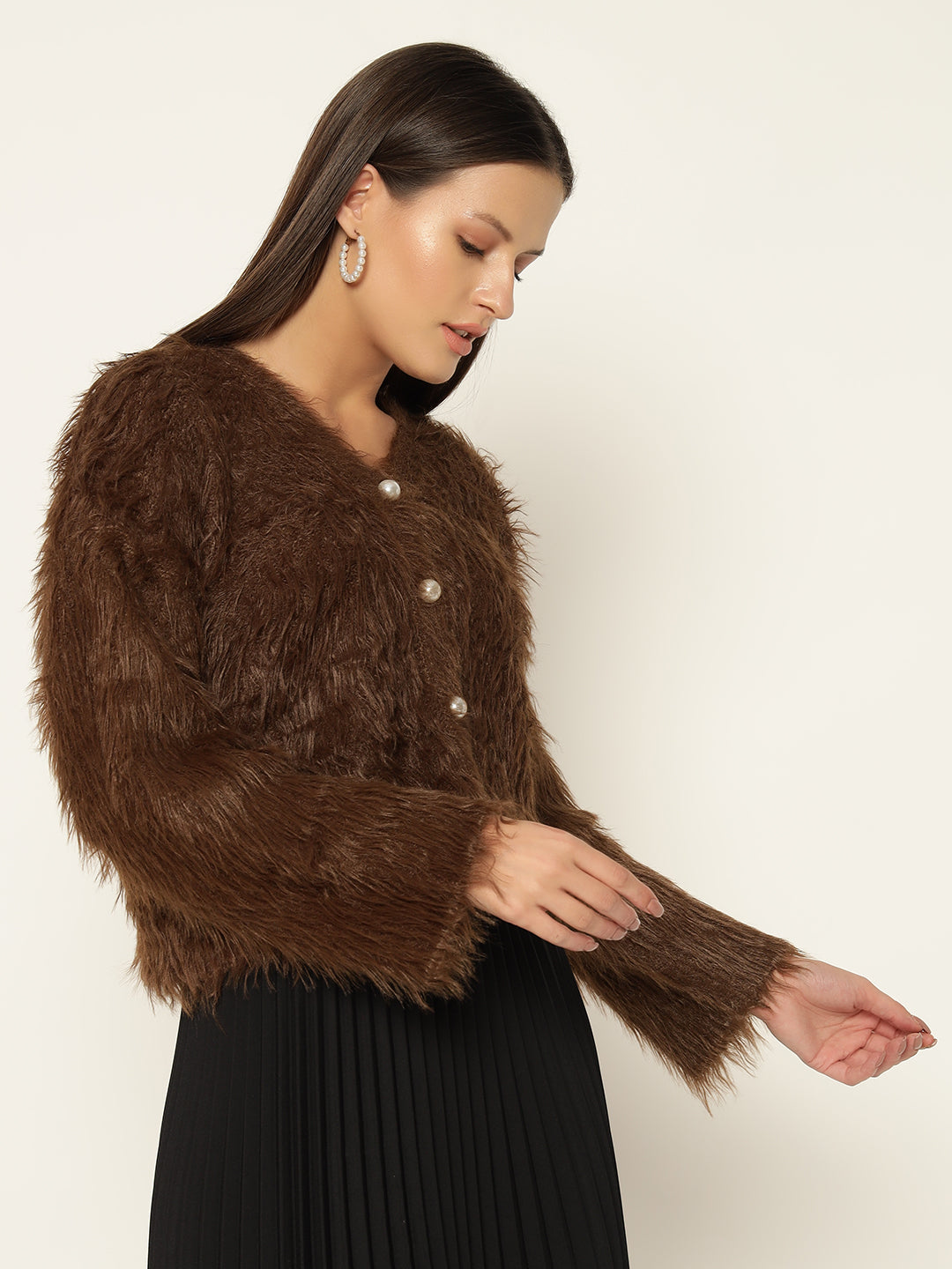 SOFT FUR SWEATER-BROWN