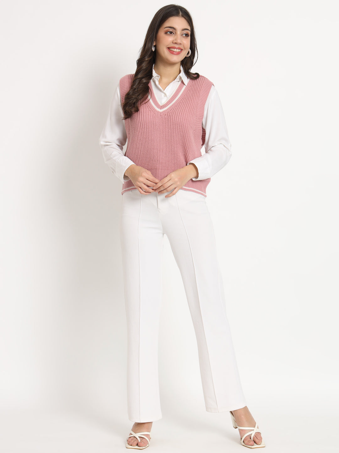 Vintage Women Jersey Sweater-Pink