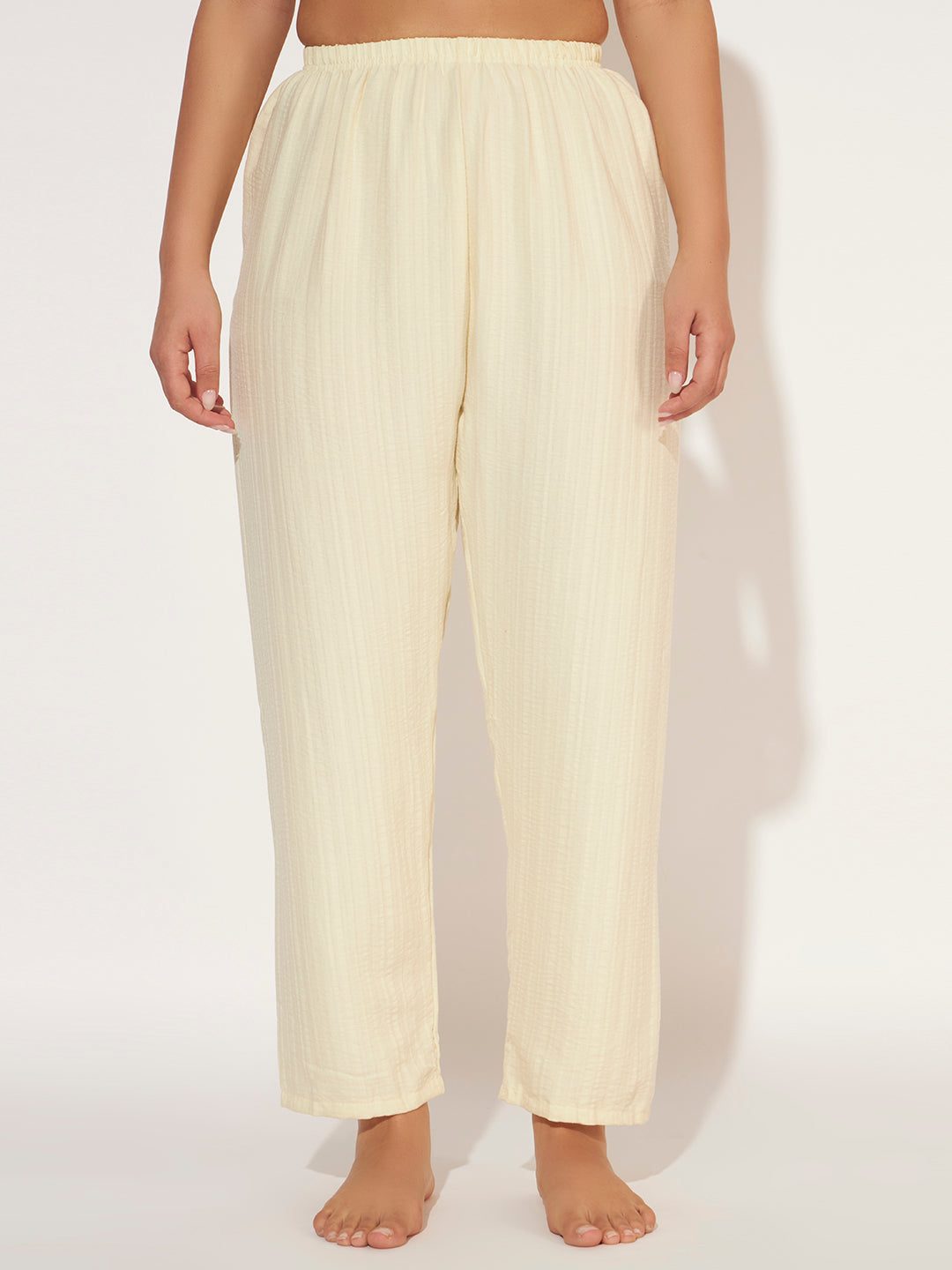 PADDED 3 PC KOREAN NIGHTSUIT SET BUTTER YELLOW