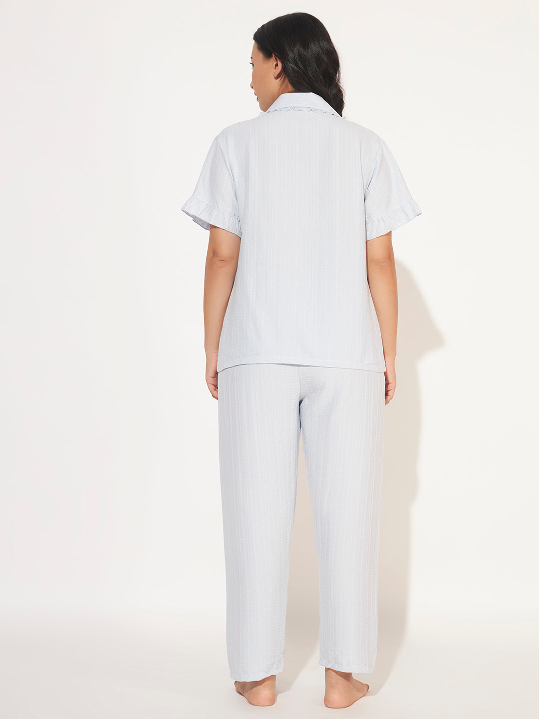 PADDED 3 PC KOREAN NIGHTSUIT SET SKY BLUE