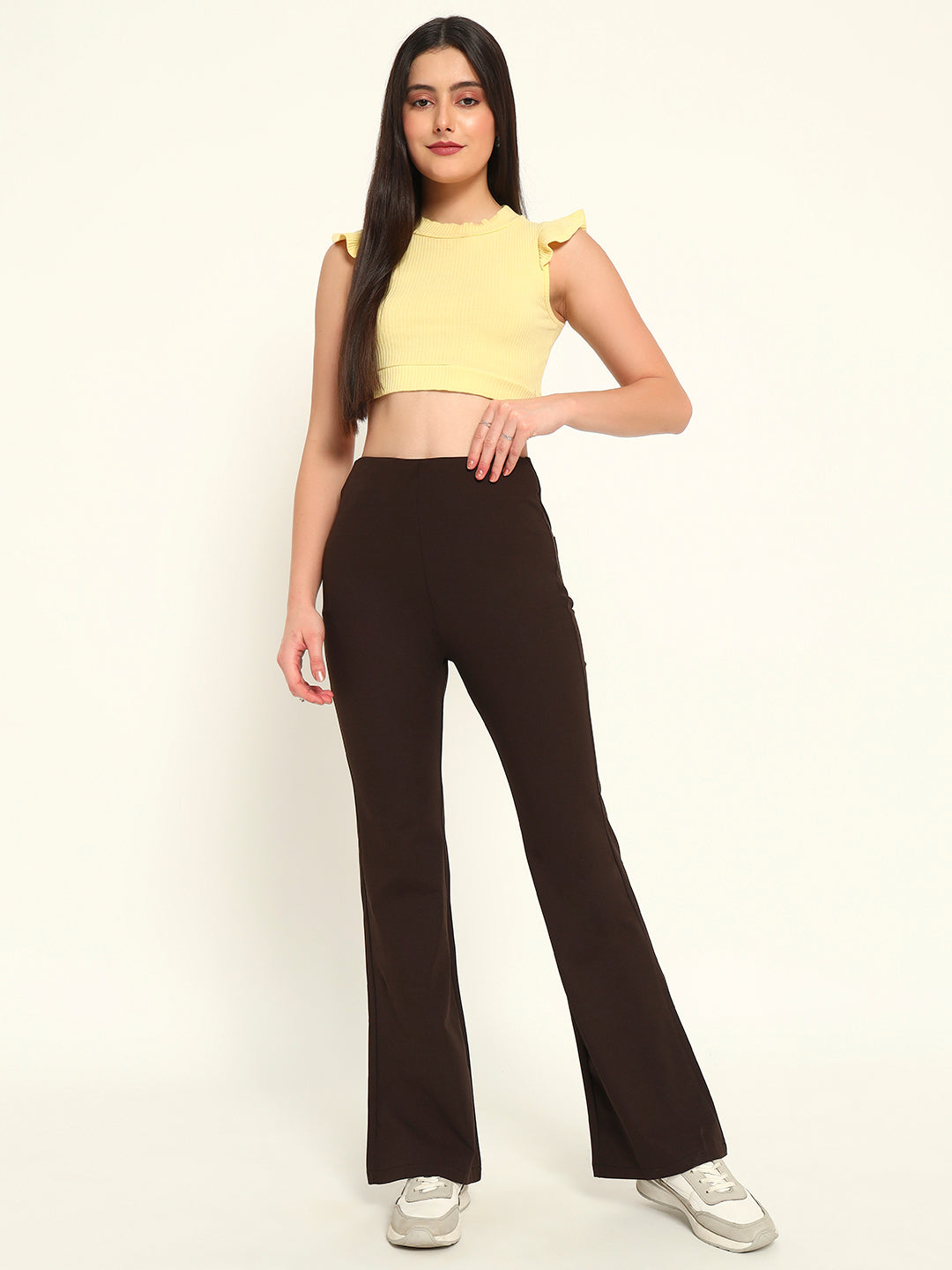Everyday Bootcut pants-Dark brown