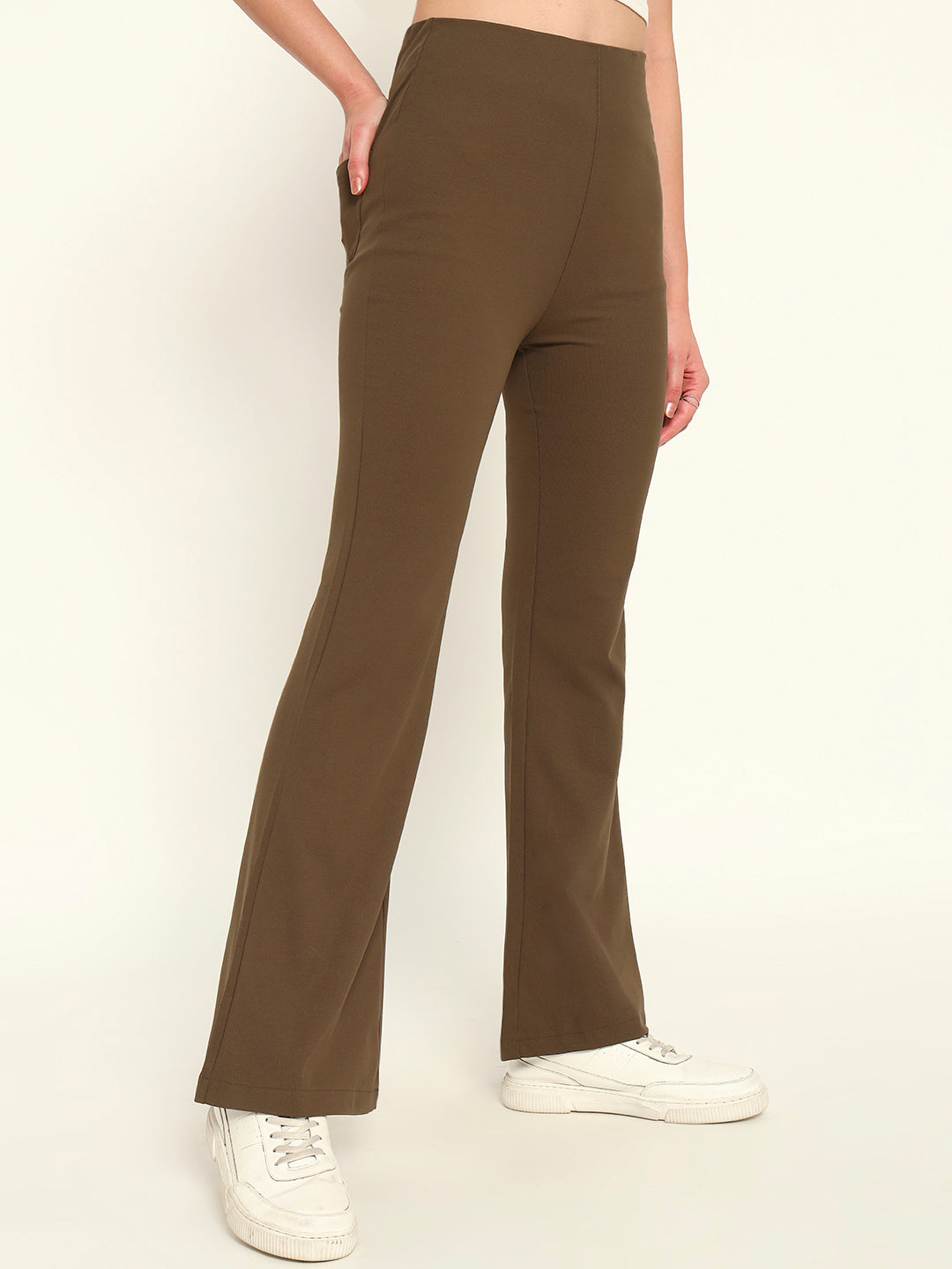 Everyday Bootcut pants-Brown