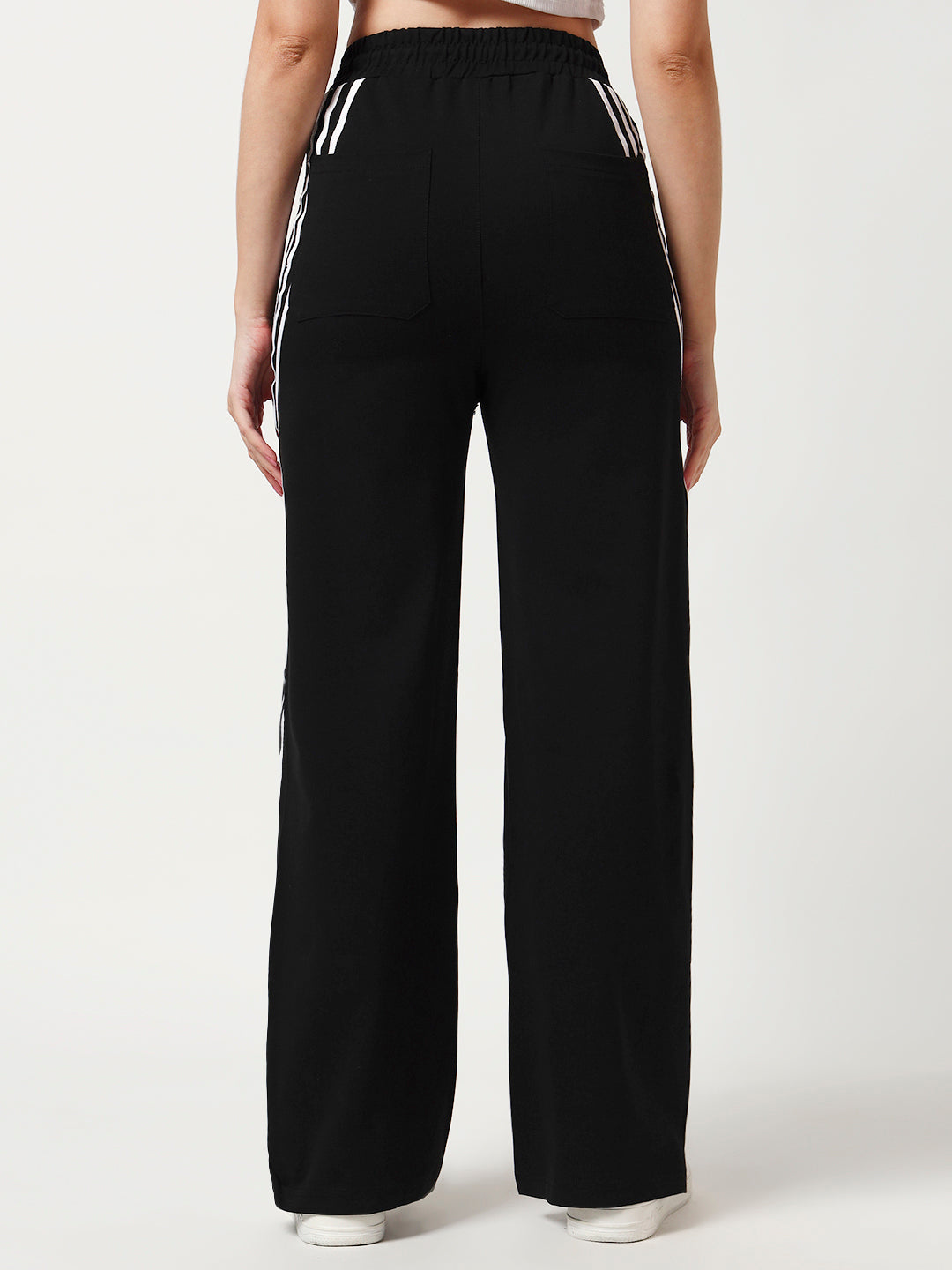 COTTON STRIPED TRACK PANTS BLACK