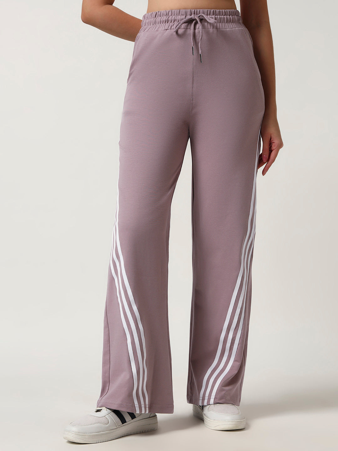 COTTON STRIPED TRACK PANTS LIGHT PINK