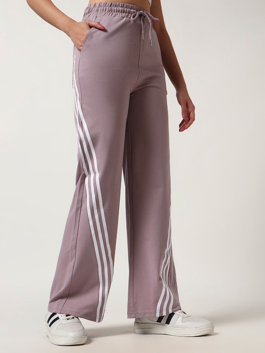 COTTON STRIPED TRACK PANTS LIGHT PINK