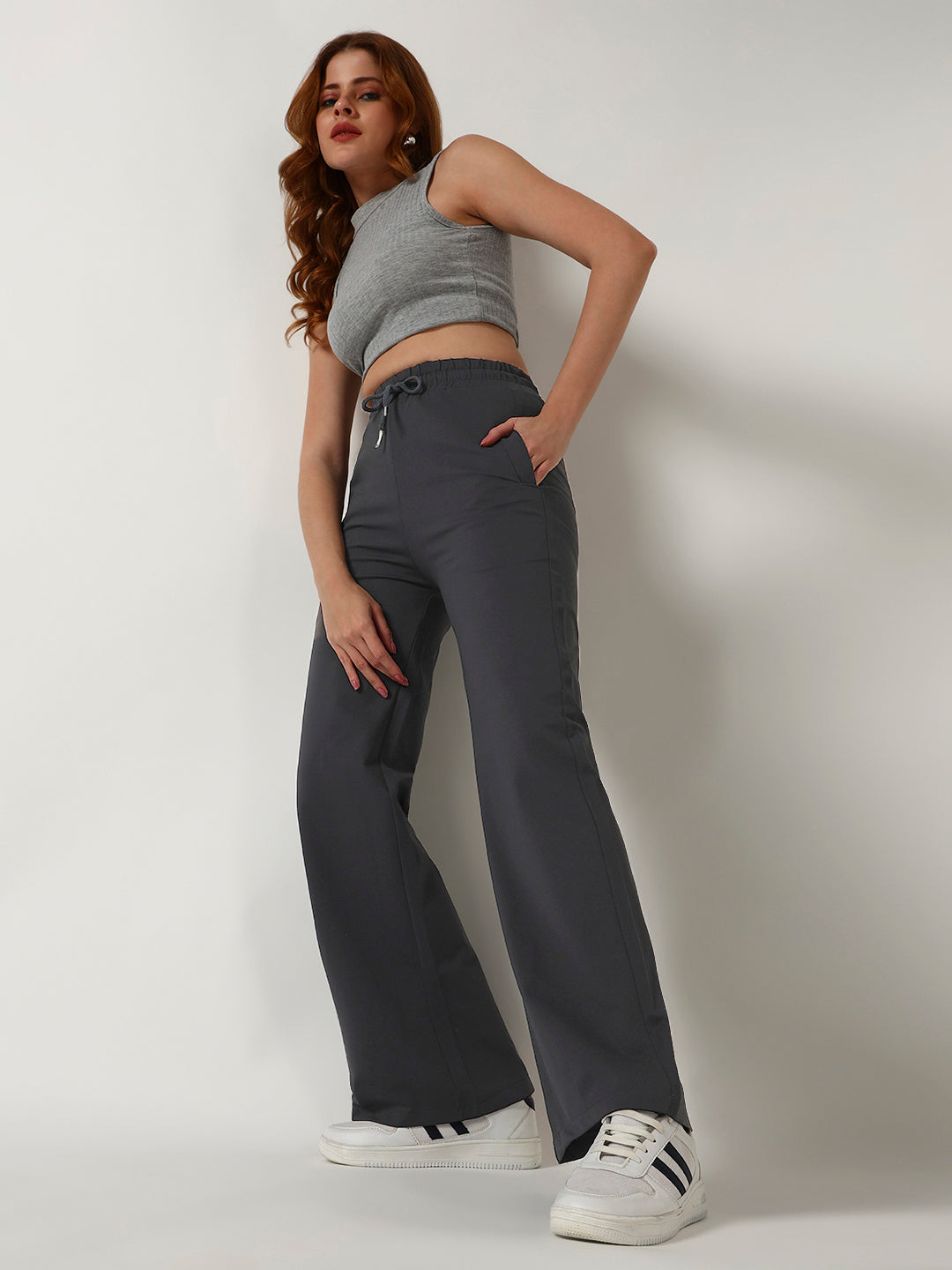 STRAIGHTFIT COTTON LOWER-DARK GREY
