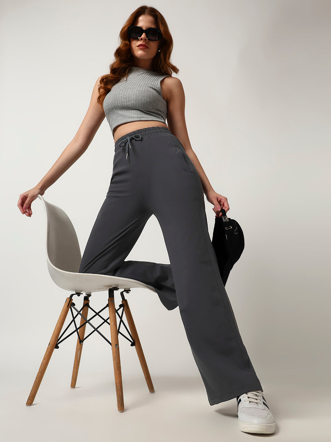 STRAIGHTFIT COTTON LOWER-DARK GREY