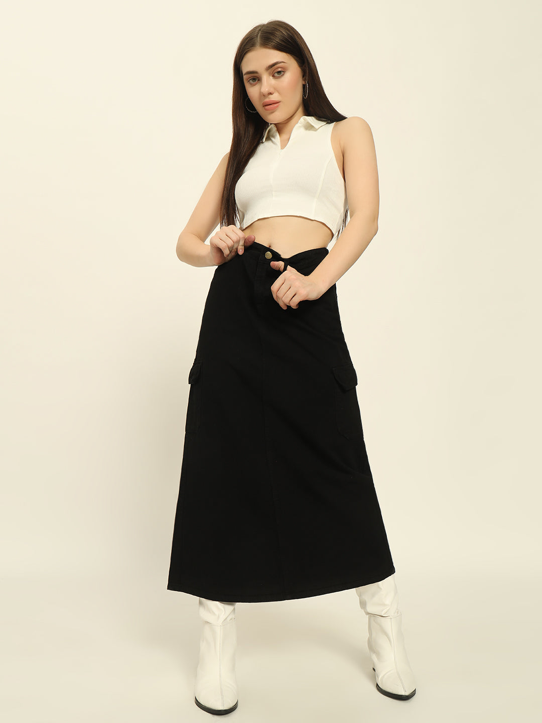 NEW BLACK CARGO SKIRT