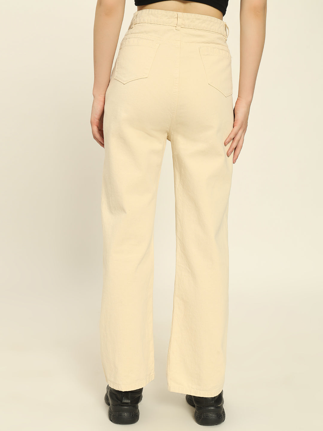 BEIGE STRAIGHTFIT DENIMS