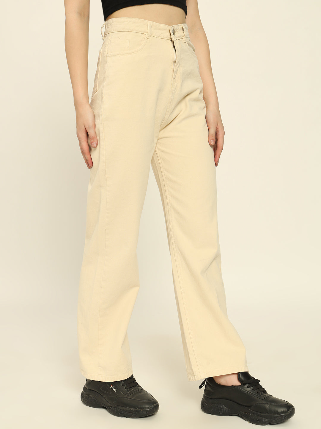 BEIGE STRAIGHTFIT DENIMS