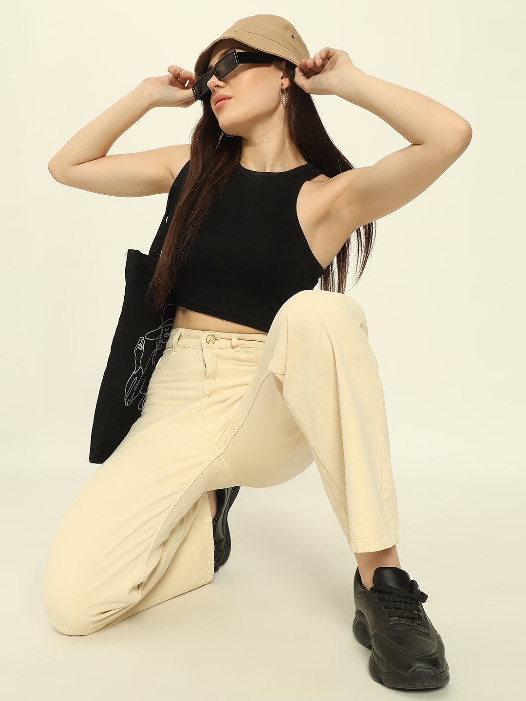 BEIGE STRAIGHTFIT DENIMS