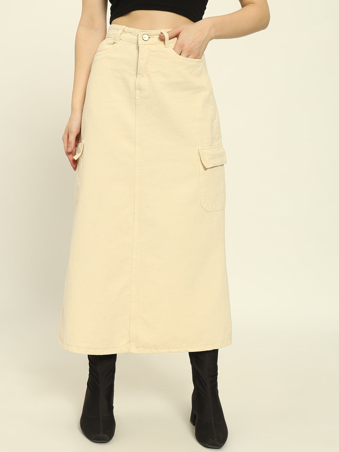 NEW BEIGE CARGO SKIRT