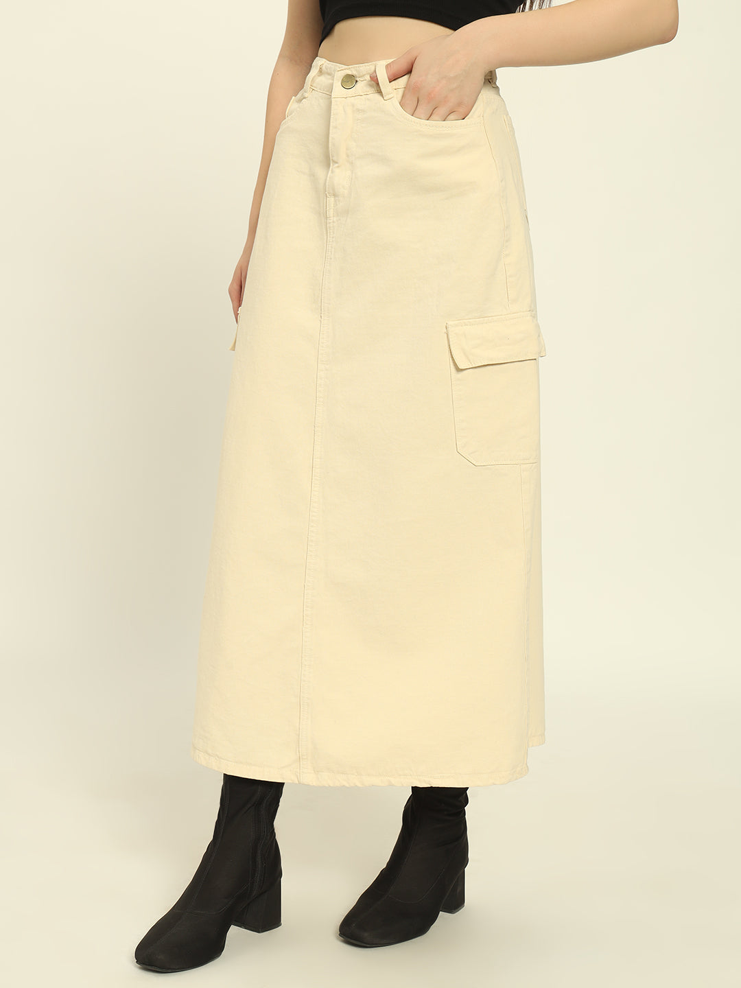 NEW BEIGE CARGO SKIRT