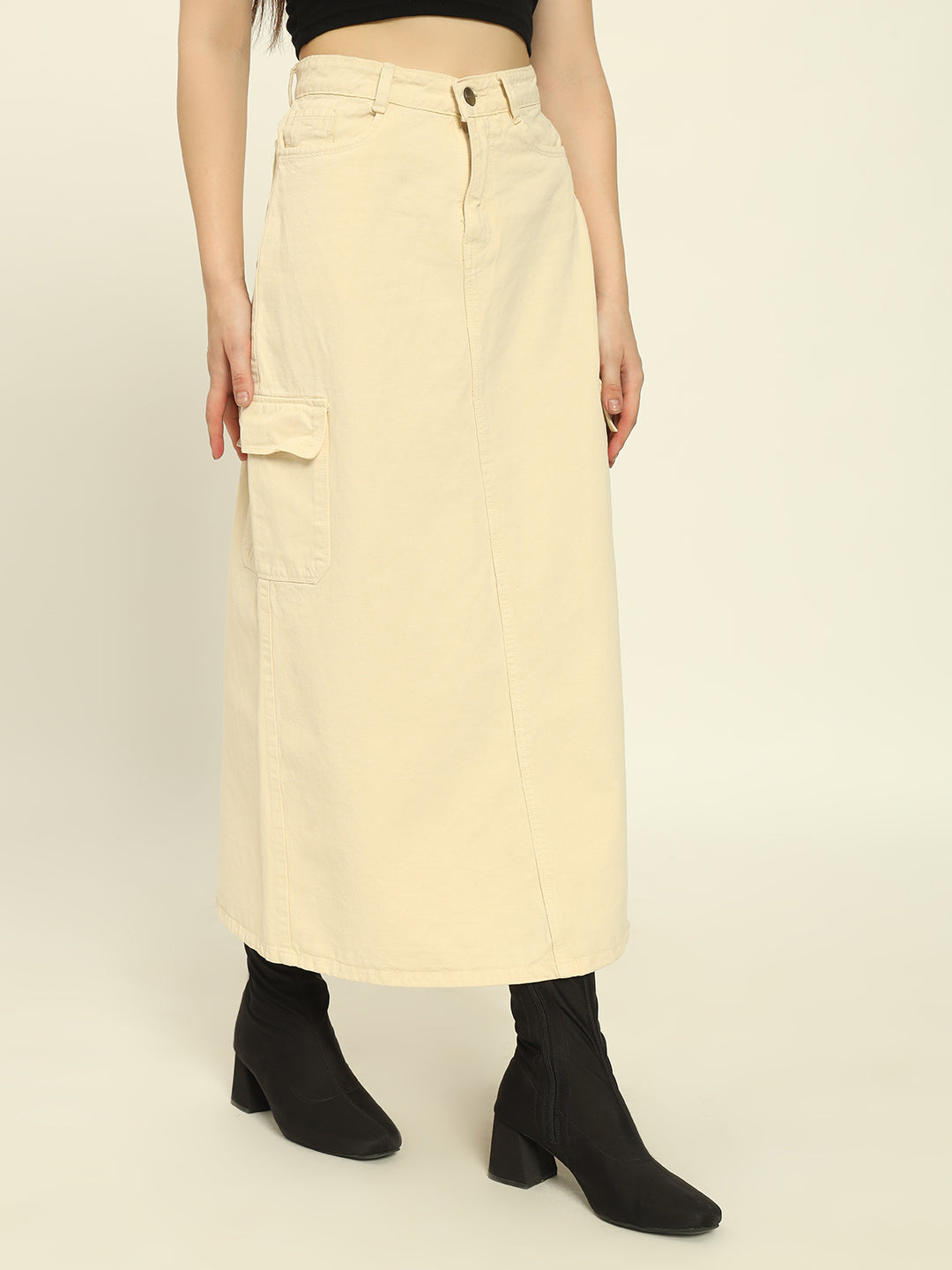 NEW BEIGE CARGO SKIRT
