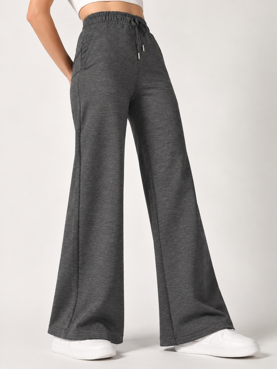 FLARED SCUBA LOWER DARK MELANGE GREY