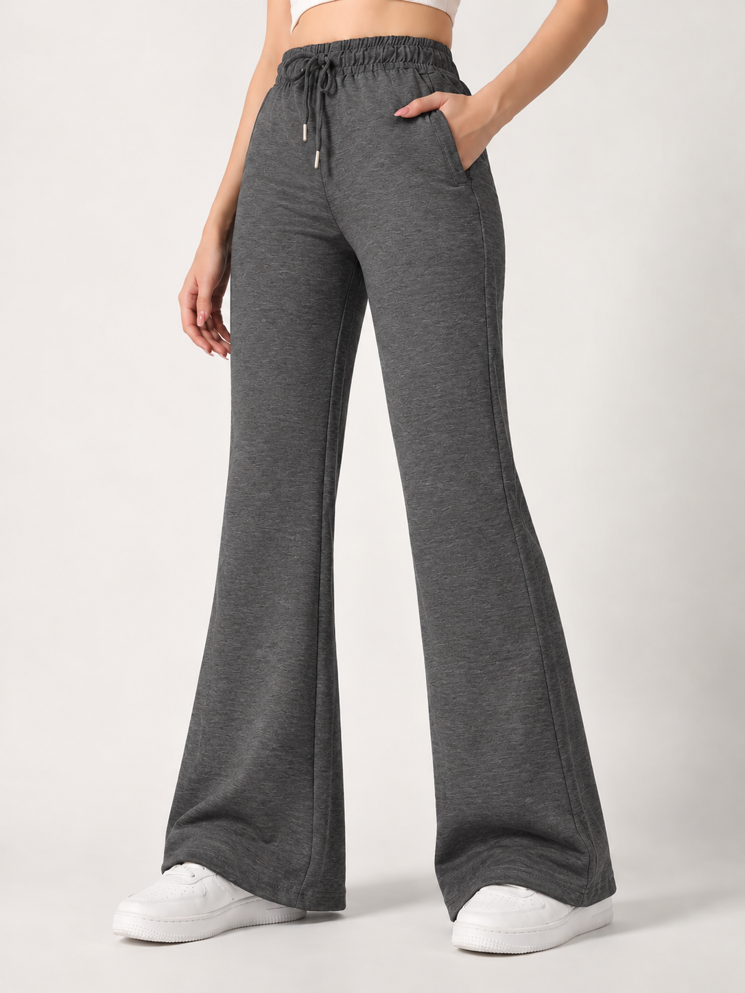 FLARED SCUBA LOWER DARK MELANGE GREY