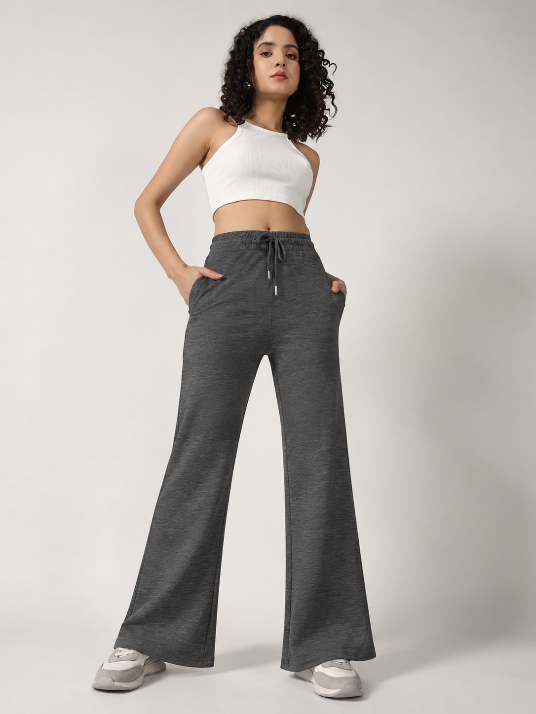 FLARED SCUBA LOWER DARK MELANGE GREY