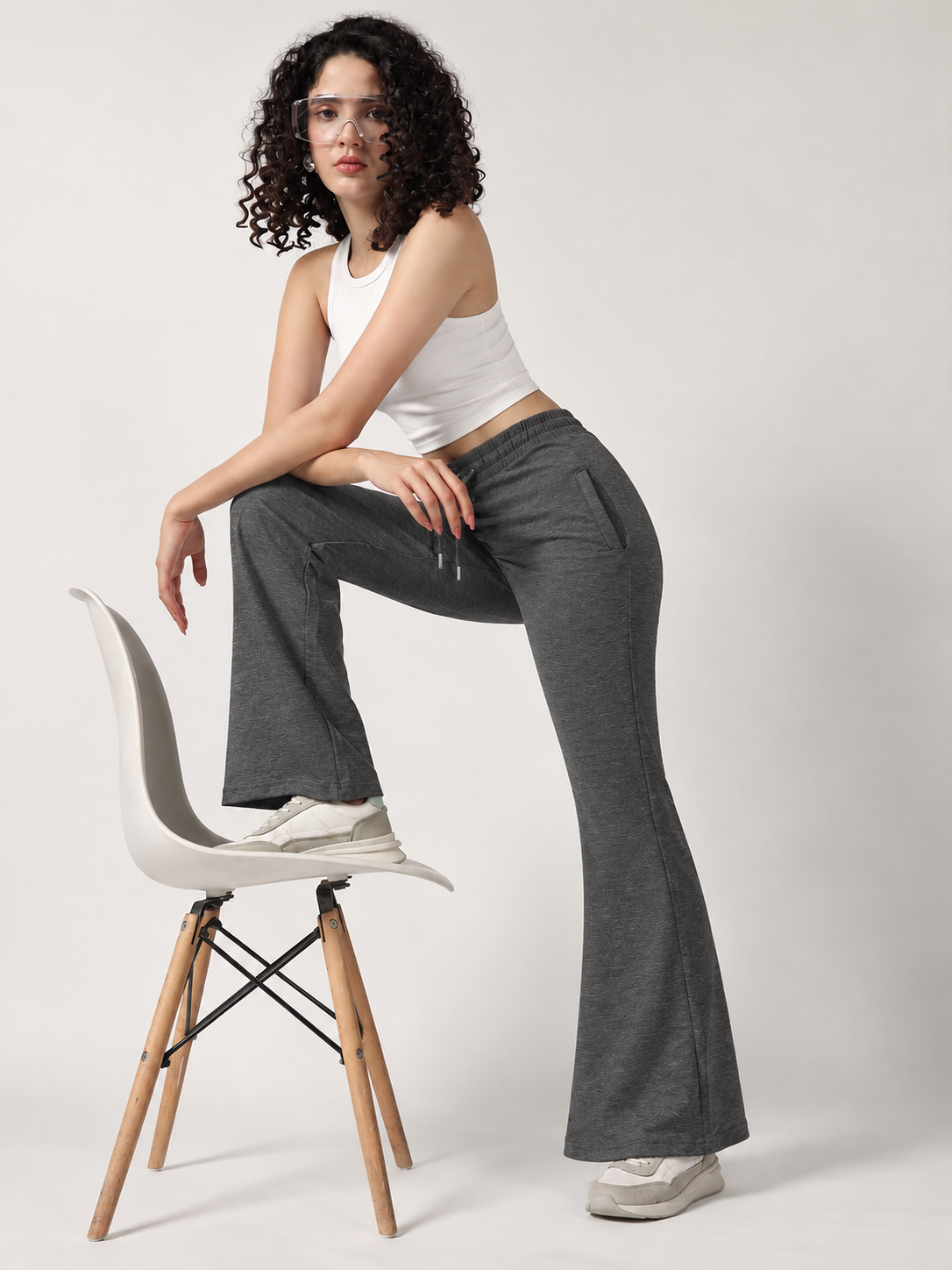 FLARED SCUBA LOWER DARK MELANGE GREY